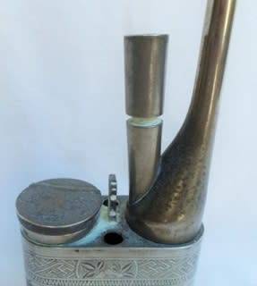 Antique Chinese/South East Asian white metal opium pipe