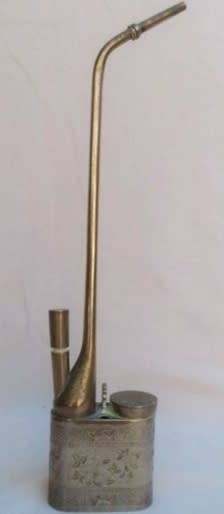 Antique Chinese/South East Asian white metal opium pipe