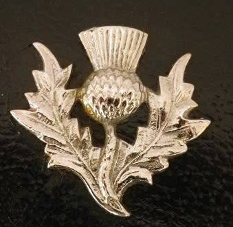 Authentic SCOTTISH leather & fur SPORRAN, chrome thistle badge, belt and chain. v good conidtion
