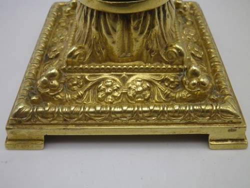 Vintage Cast Brass square Inkwell with intricate detail