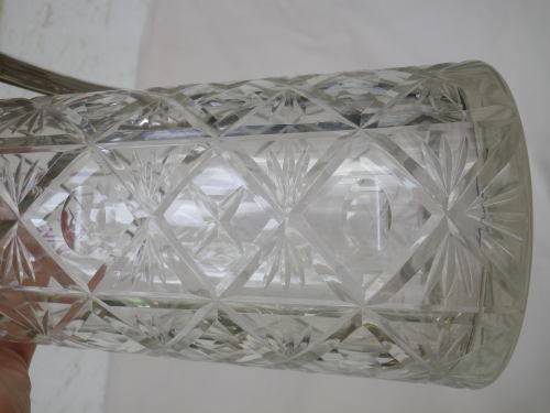 Vintage Silver plate and cut glass claret jug. 30cm tall