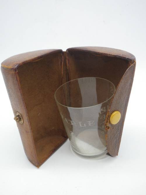 Vintage travelling medicine measure in leather case. Finnigans Bond Street, London