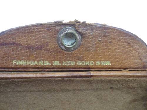 Vintage travelling medicine measure in leather case. Finnigans Bond Street, London