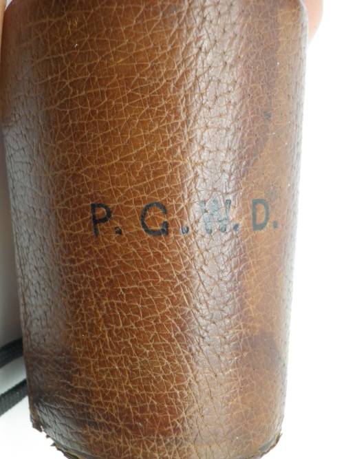 Vintage travelling medicine measure in leather case. Finnigans Bond Street, London