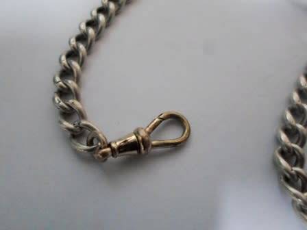 HALLMARKED STERLING SILVER Fob chain. t-bar for Henry Pope, Birmingham, 1913 or 1938, 31.2 grms