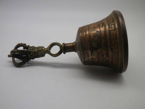 Vintage/Antique Brass & multi metal TIBETAN BELL with Dorje Handle. Rings Gloriously