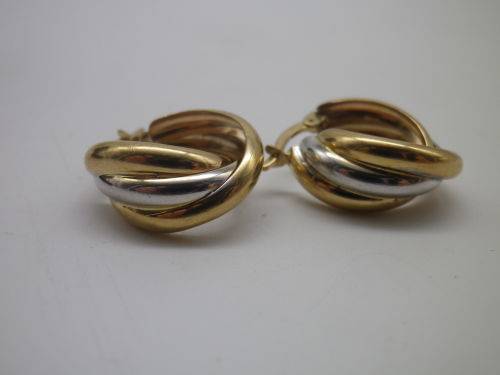 9ct Yellow and White gold Band Hoop Earrings. 2.4 grms. Beautiful!