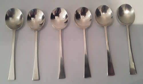 ART DECO Hallmarked sterling silver Condiment Spoons. Sheffield 1939 Thomas Bradbury& Sons Ltd
