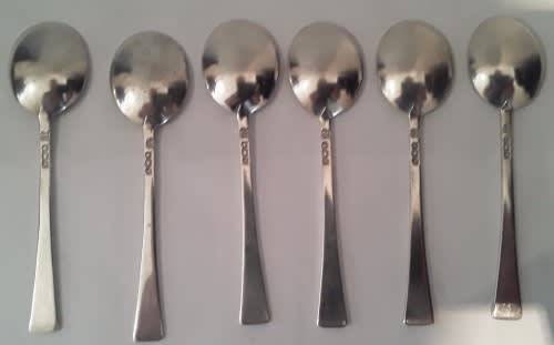 ART DECO Hallmarked sterling silver Condiment Spoons. Sheffield 1939 Thomas Bradbury& Sons Ltd