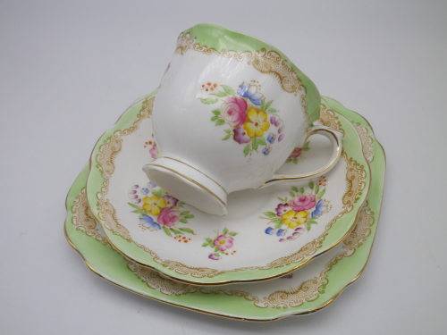 RARE and CHARMING Royal Albert Crown China Vintage/Antique Trio. Un-named Pattern