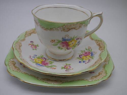 RARE and CHARMING Royal Albert Crown China Vintage/Antique Trio. Un-named Pattern