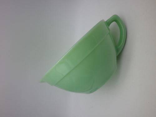 FOR JONSEO ONLY PLEASE!! Green FIRE KING, USA Milk Glass Large Vintage bowl with handle and spout