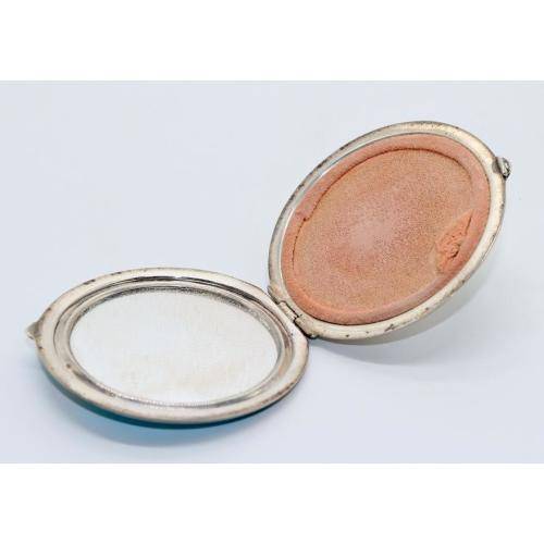 ART DECO 1946 Hallmarked Silver and Guilloche Enamel lady`s compact B/ham Joseph Gloster Ltd 68g