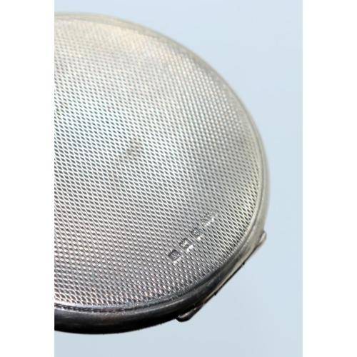 ART DECO 1946 Hallmarked Silver and Guilloche Enamel lady`s compact B/ham Joseph Gloster Ltd 68g