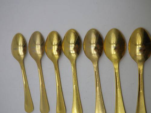 FOR JENNY ONLY PLEASE!! TWELVE 24ct Gold Plated Teaspoons with handpainted SA wild Flowers.
