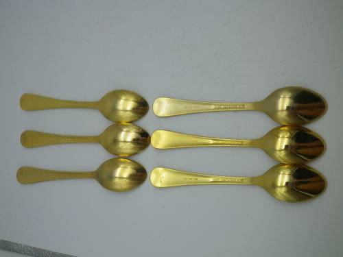FOR JENNY ONLY PLEASE!! TWELVE 24ct Gold Plated Teaspoons with handpainted SA wild Flowers.