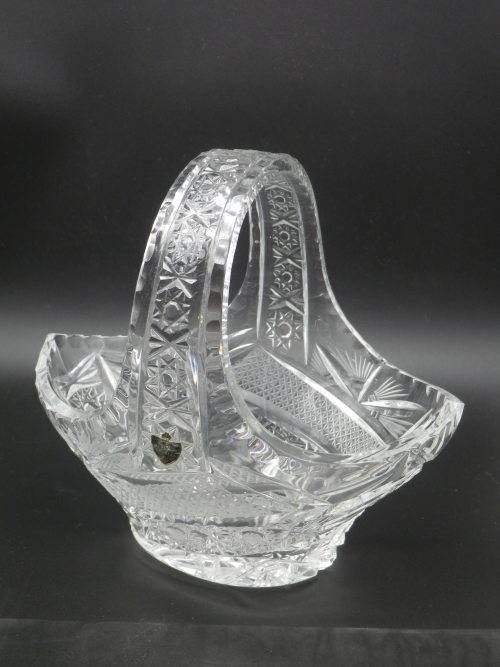 CUT CRYSTAL SWEET BASKET, WATFORD ENGLAND ORIGINAL LABEL 18 x 16.5 x 12.5 cm