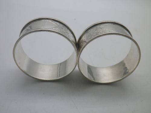 Pair Antique Hallmarked Sterling Silver Napkin Rings 34.1 gm Birmingham1899/1900 John Edward Wilmot