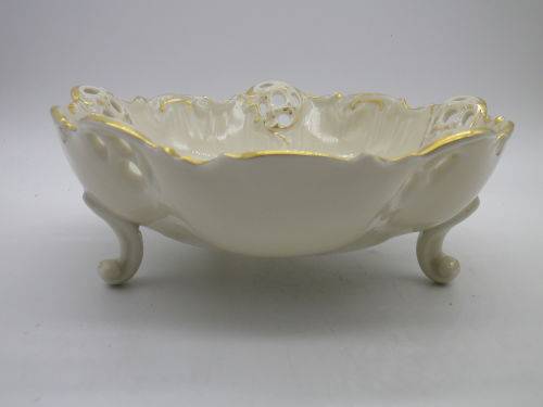 Vintage RC Rosenthal Moliere 3 footed bowl No 2875 with pink roses Kronach Germany 17 x 6.5cm