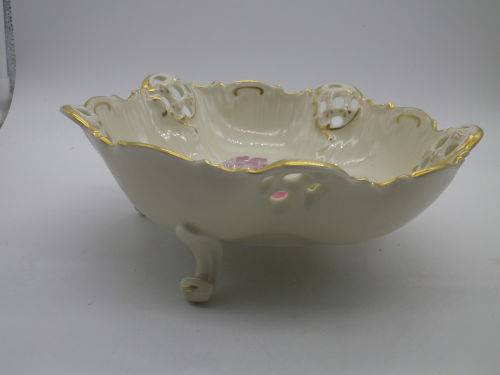 Vintage RC Rosenthal Moliere 3 footed bowl No 2875 with pink roses Kronach Germany 17 x 6.5cm