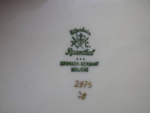 Vintage RC Rosenthal Moliere 3 footed bowl No 2875 with pink roses Kronach Germany 17 x 6.5cm