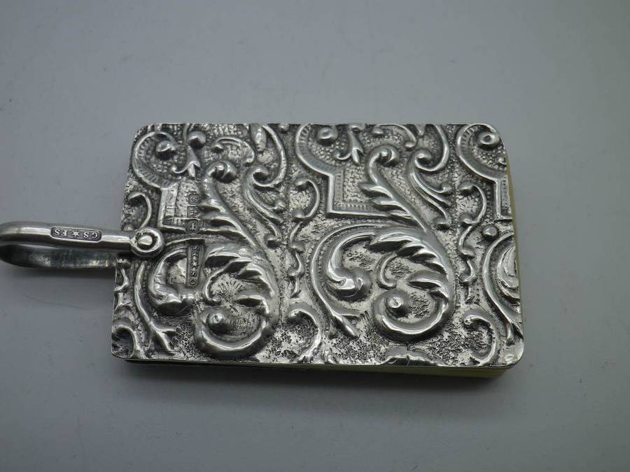 RARE Antique Chatelaine Hallmarked Silver & Ivory Dance Card. Chester, 1902, CS* SF