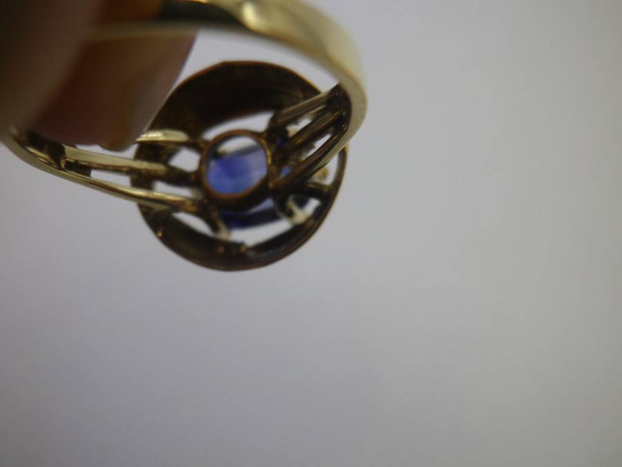Vintage Designer 9ct Yellow GOLD and Natural SAPPHIRE RING by ZAYEM Size: L 3grms. EXQUISITE