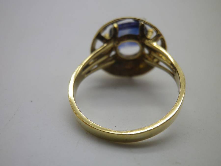 Vintage Designer 9ct Yellow GOLD and Natural SAPPHIRE RING by ZAYEM Size: L 3grms. EXQUISITE