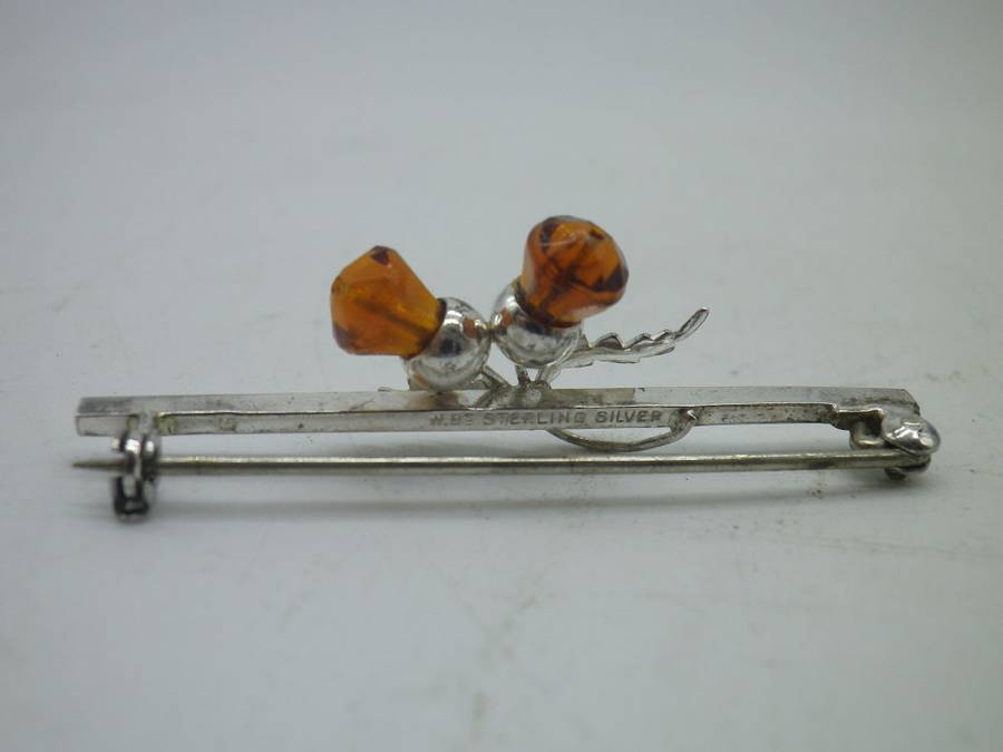 Scottish Sterling Silver & Citrine Ward Brothers Thistle brooch.  Excellent condition