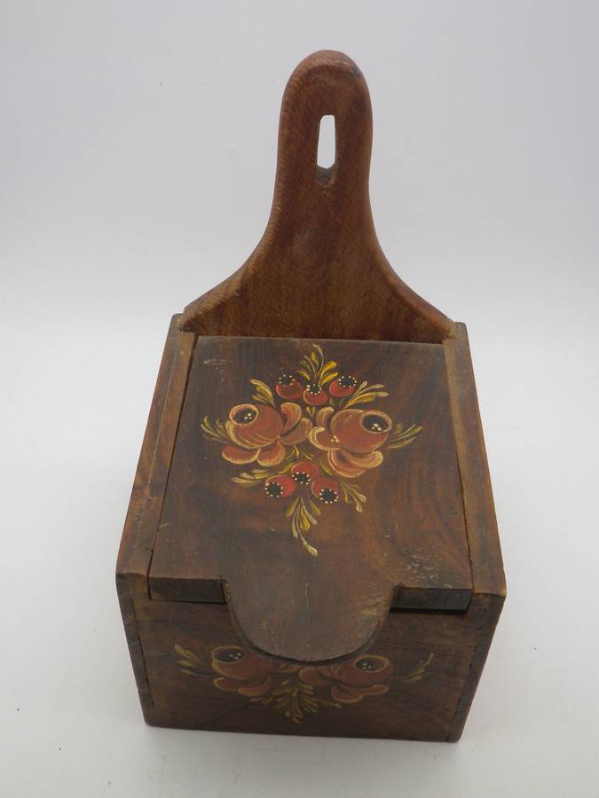 Vintage Wooden SALT BOX, German Handpainted.