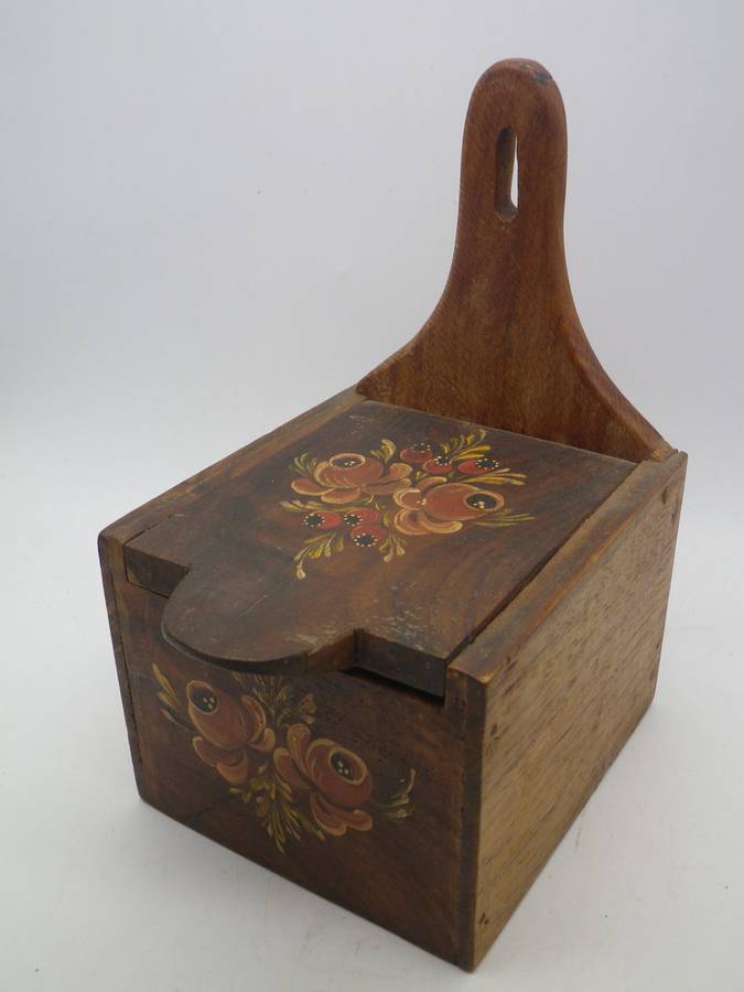 Vintage Wooden SALT BOX, German Handpainted.