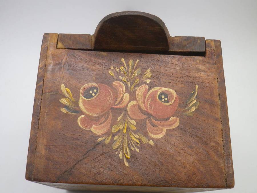 Vintage Wooden SALT BOX, German Handpainted.