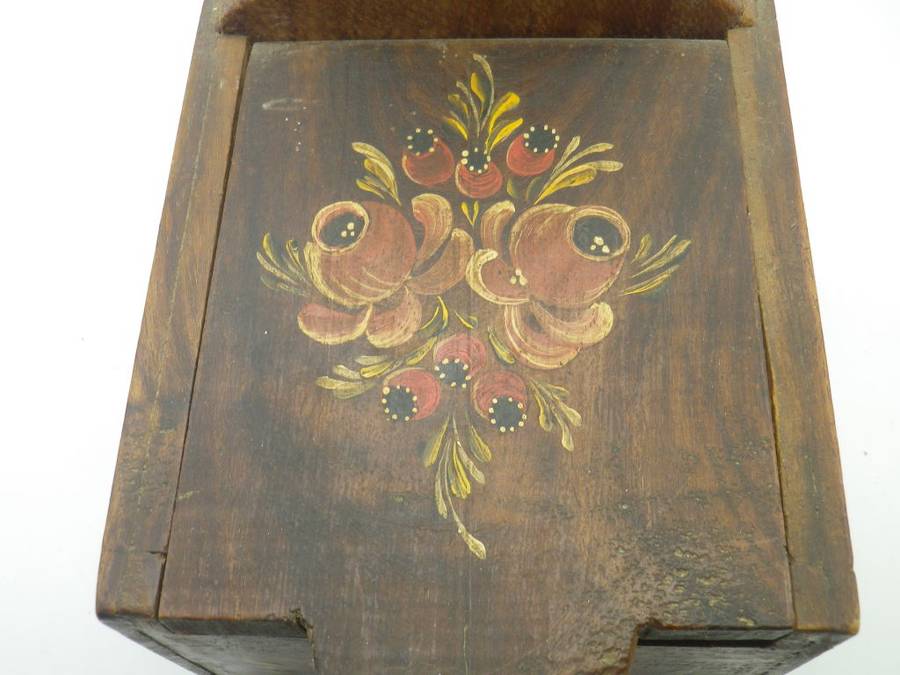 Vintage Wooden SALT BOX, German Handpainted.