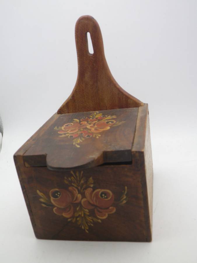 Vintage Wooden SALT BOX, German Handpainted.