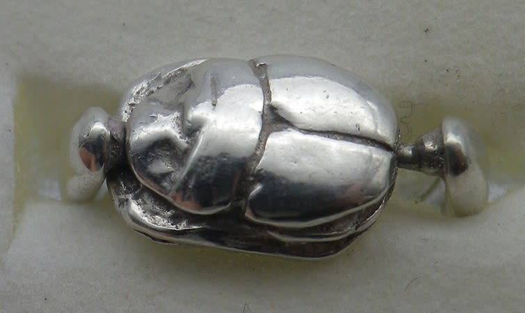 Unusual Vintage Sterling Silver SCARAB SPINNER Ring. Size: J 6 g