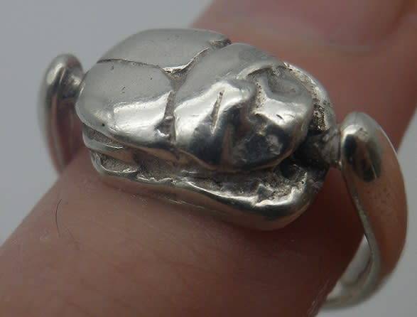 Unusual Vintage Sterling Silver SCARAB SPINNER Ring. Size: J 6 g