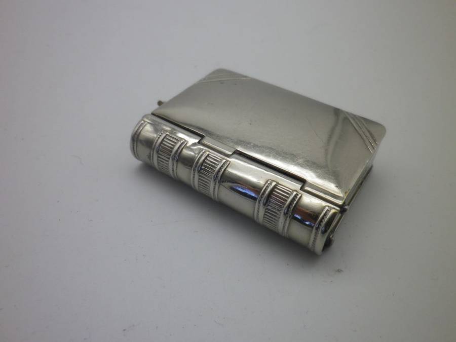 Edwardian chatelaine vesta & stamp case in the shape of a book C.E B & Co 387671