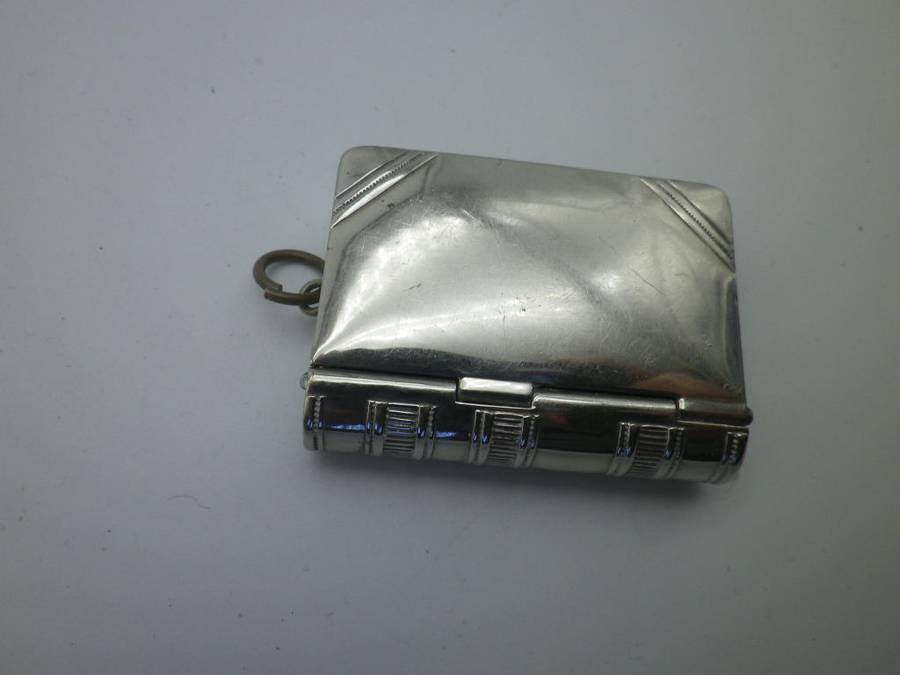 Edwardian chatelaine vesta & stamp case in the shape of a book C.E B & Co 387671