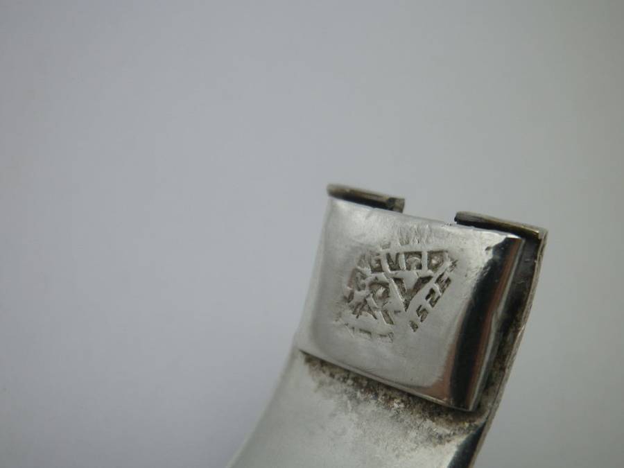 925 Silver & Turquoise 4 hinge panel clip on Bangle. Mexico. 25g. 5.7 x 5.5 inner diameter