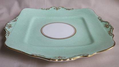 Gorgeous & unusual vintage PARAGON, by appointment vivid minty green, white & gold Cake server