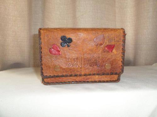 LATE ENTRY  .....LEATHER  BRIDGE CARD HOLDER 15 CM  BY 10 CM