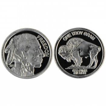 1 gram 999 fine Silver Indian Head / Baffalo round coin