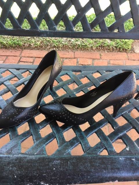 Black studded kitten heels