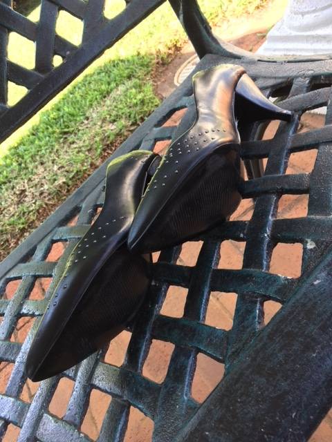 Black studded kitten heels