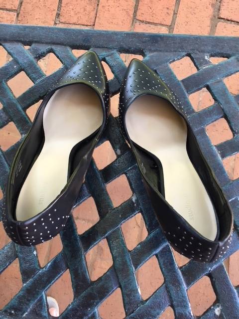 Black studded kitten heels