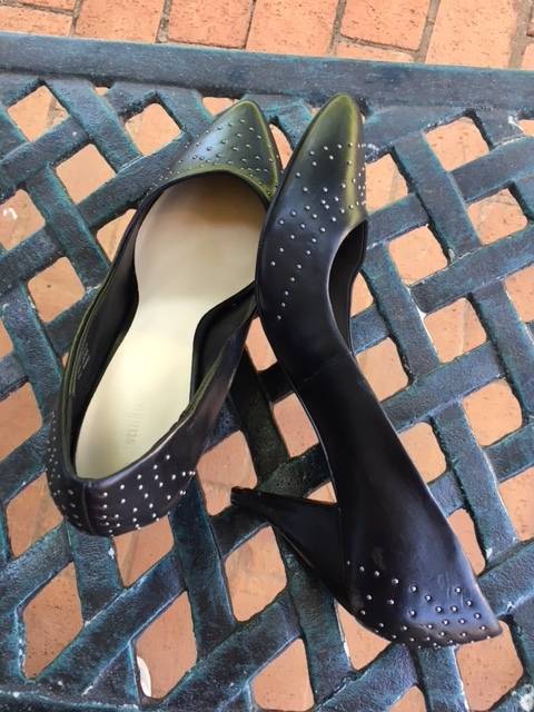 Black studded kitten heels