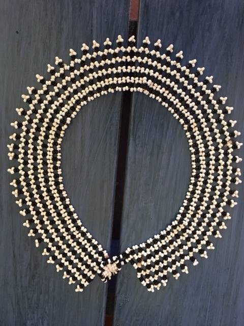 Black and White Beaded Collar Necklace
