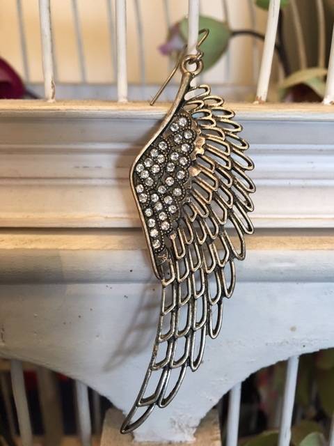 Large angel wing earrings