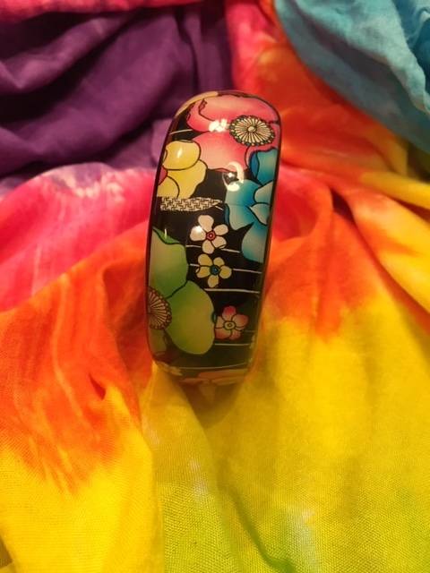 Funky retro colourful floral bangle