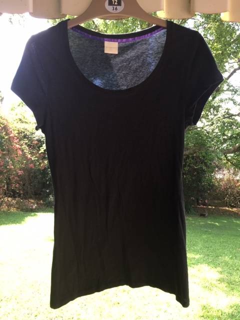 Black longer length stretch t-shirt